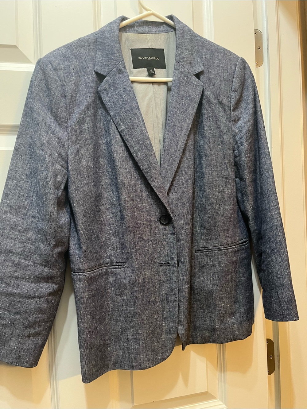 Banana Republic Women's Heathered Navy Linen-Blend Blazer